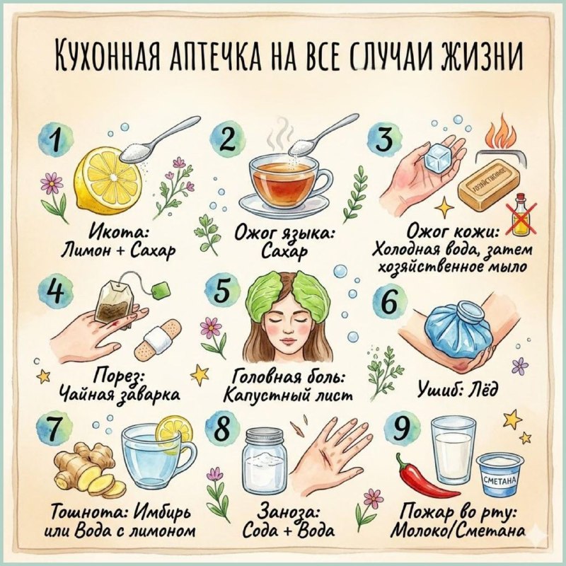 Кухонная аптечка: быстрые способы помочь при бытовых проблемах