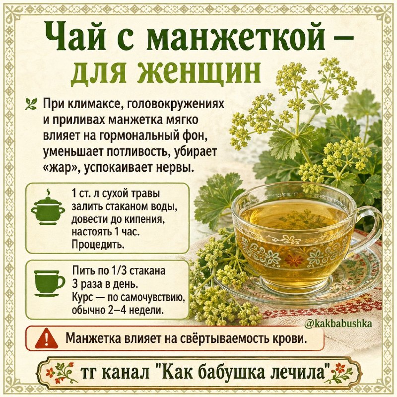 Чай с манжеткой при климаксе: как приготовить и кому нельзя