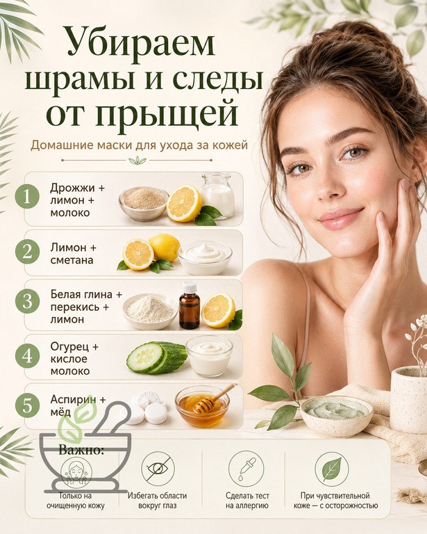 Домашние маски для удаления шрамов и следов от прыщей