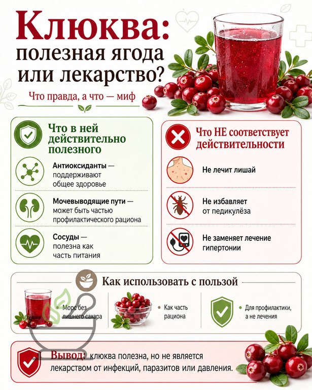Клюква: польза и мифы. Что нужно знать о ягоде?
