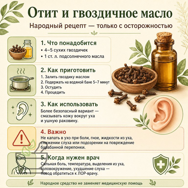 Отит и гвоздичное масло: народный рецепт с осторожностью