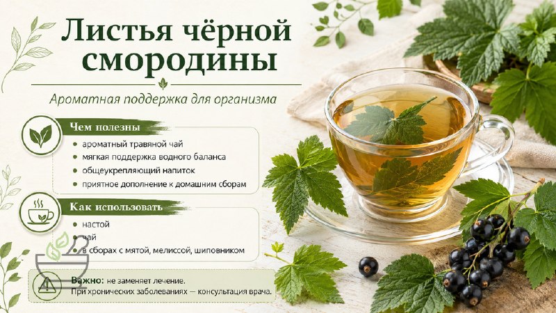 Листья чёрной смородины: польза и рецепты