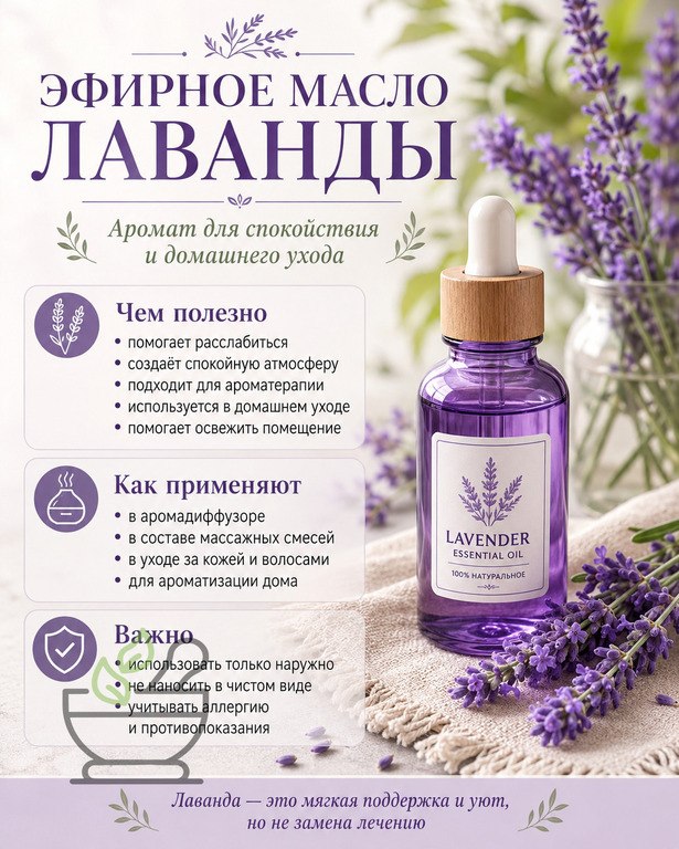 Эфирное масло лаванды: аромат для спокойствия и домашнего ухода