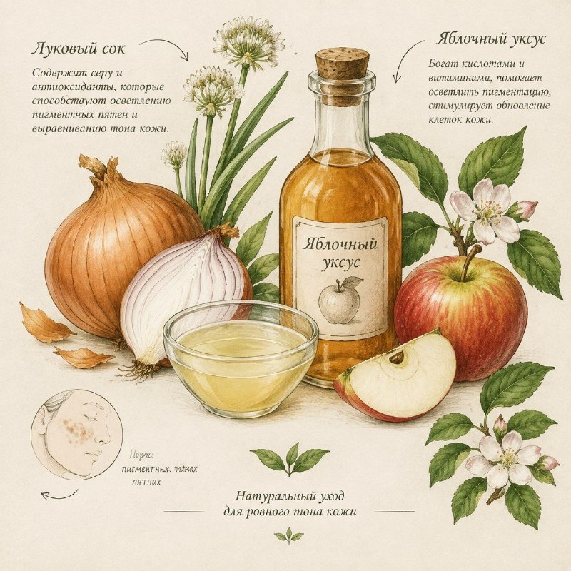 Эмульсия от пигментных пятен: рецепт с луковым соком и яблочным уксусом
